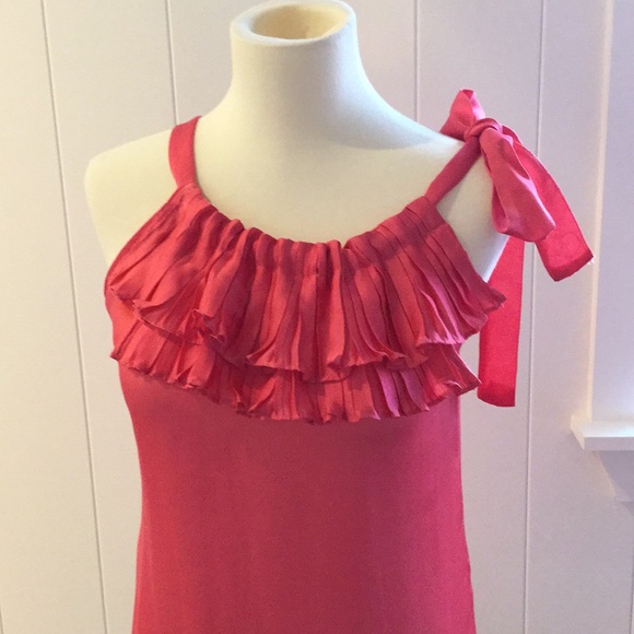 Stylish deep coral ruffle and bow tank - Picture 2 of 4